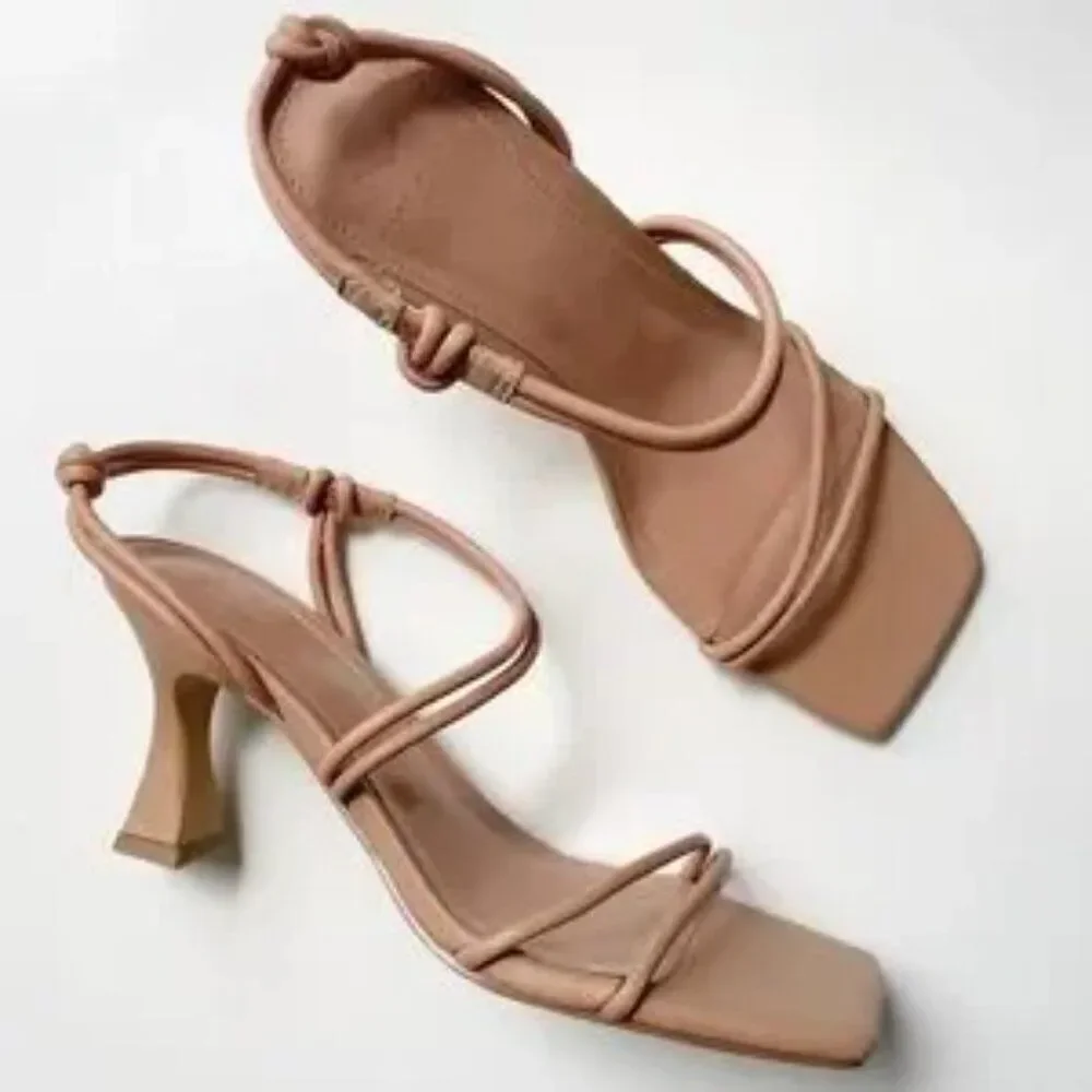 Marc Fisher Davia Strappy Tan Heeled Sandal Sz 6